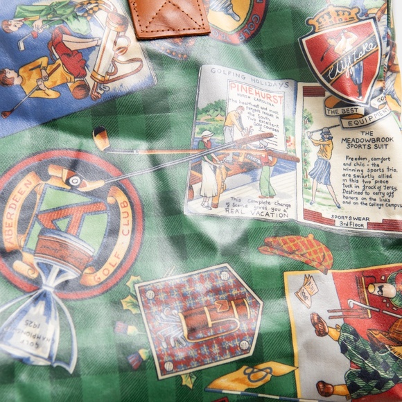 Nordic House Designs GOLF PRINT DUFFLE BAG Coated Canvas Travel Luggage Carry On - Picture 3 of 9